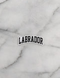 Sticker with 'LABRADOR' text on a marble background
